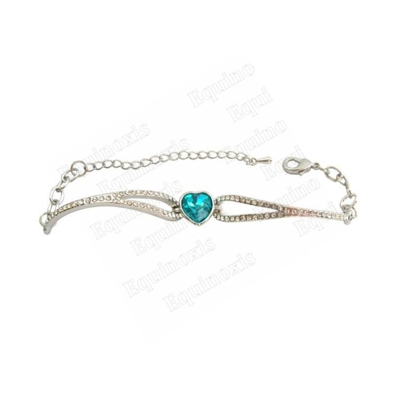 Crystal bracelet – Heart – Blue – Silver finish