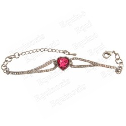 Crystal bracelet – Heart – Fuschia – Silver finish