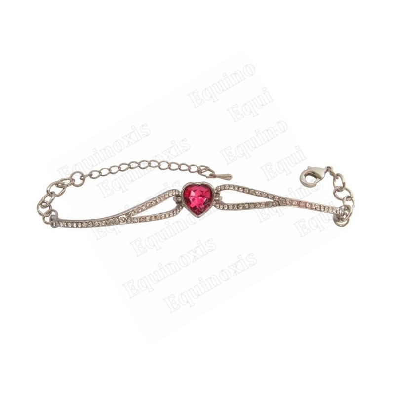 Crystal bracelet – Heart – Fuschia – Silver finish