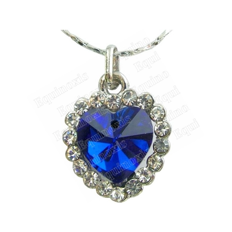 Crystal pendant – Dimaond heart – Blue – Silver finish