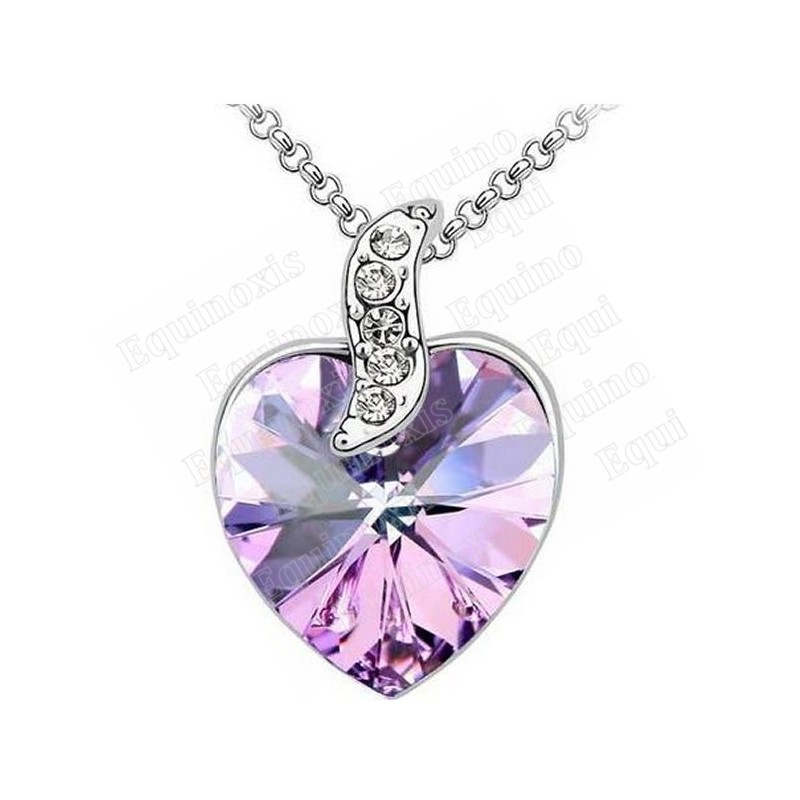 Crystal pendant – Heart – Purple – Silver finish