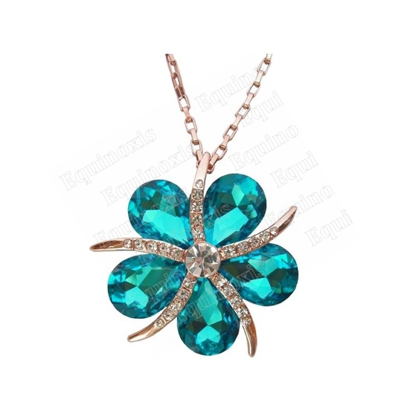 Crystal pendant – Starfish – Blue – Pink-gold finish