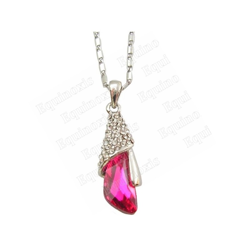 Crystal pendant – Raindrop – Pink – Silver finish