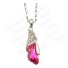 Crystal pendant – Raindrop – Pink – Silver finish