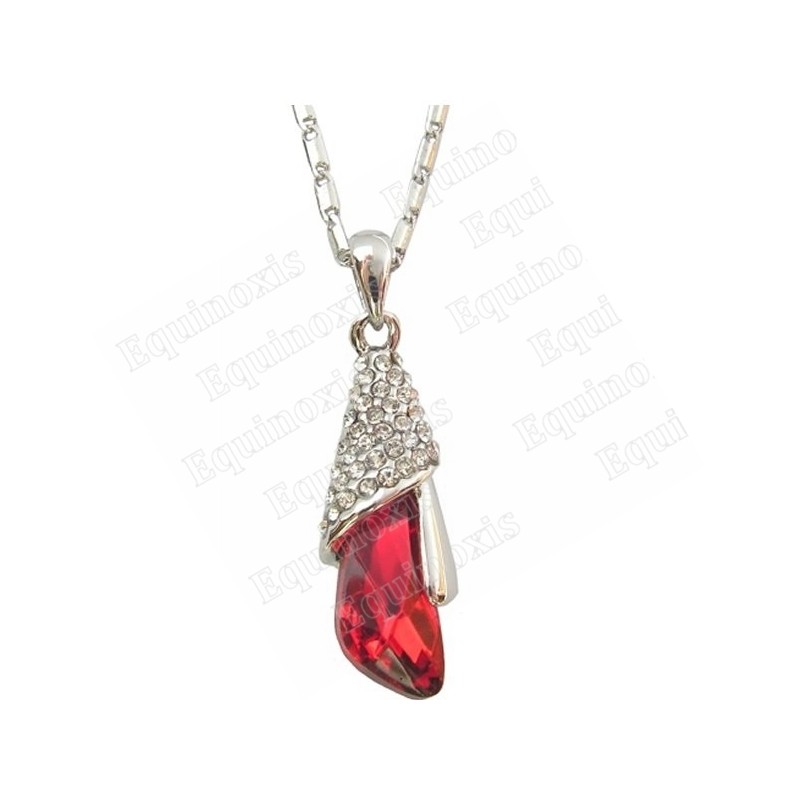 Crystal pendant – Raindrop – Red – Silver finish