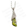 Crystal pendant – Raindrop – Green – Silver finish