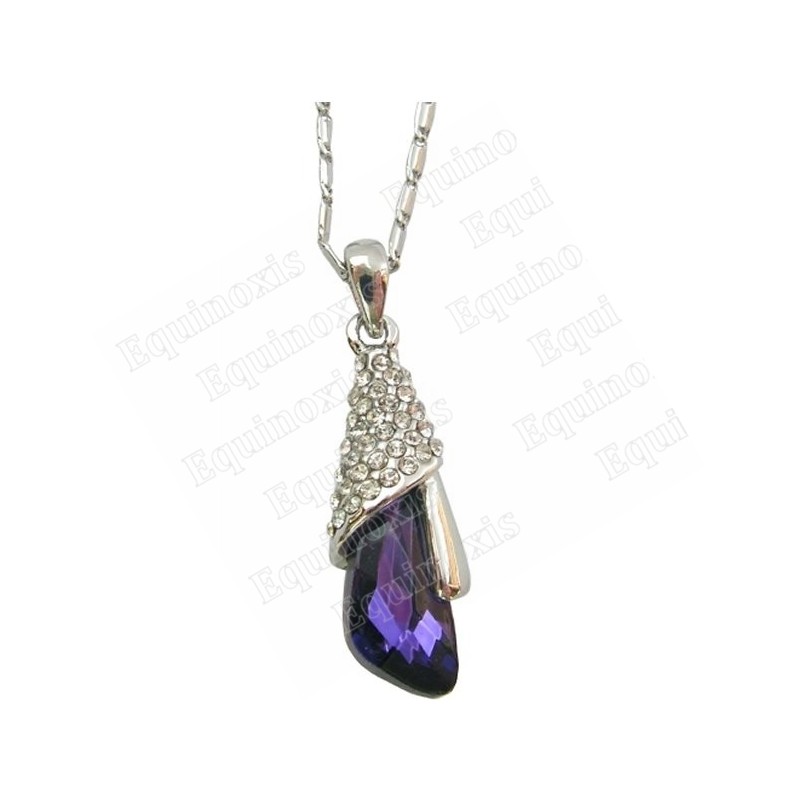 Crystal pendant – Raindrop – Purple – Silver finish