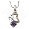 Crystal pendant – Butterfly – Purple – Silver finish