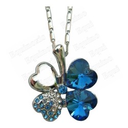 Crystal pendant – Four-leaf clover – Blue – Silver finish