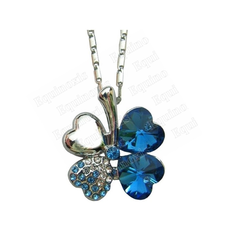 Crystal pendant – Four-leaf clover – Blue – Silver finish