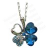 Crystal pendant – Four-leaf clover – Blue – Silver finish