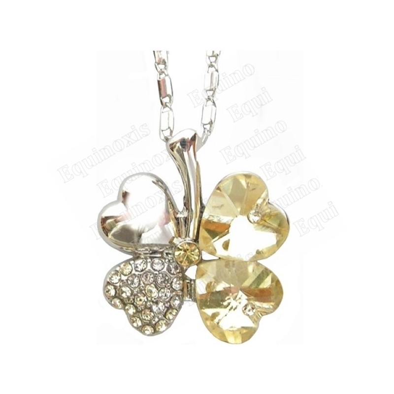 Crystal pendant – Four-leaf clover – Yellow – Silver finish
