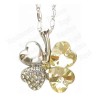 Crystal pendant – Four-leaf clover – Yellow – Silver finish