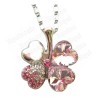 Crystal pendant – Four-leaf clover – Pink – Silver finish