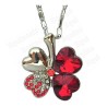 Crystal pendant – Four-leaf clover – Red – Silver finish
