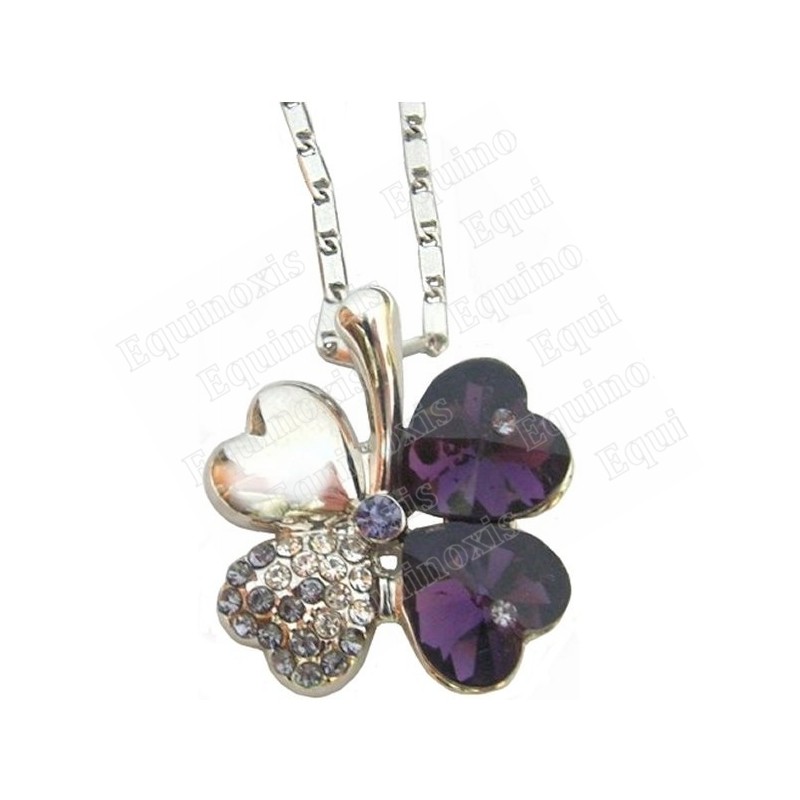 Crystal pendant – Four-leaf clover – Purple – Silver finish