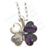 Crystal pendant – Four-leaf clover – Purple – Silver finish