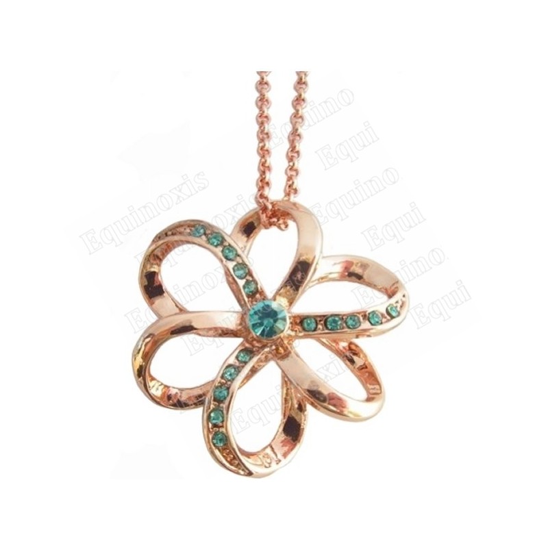 Crystal pendant – Fleur – Blue – Pink-gold finish