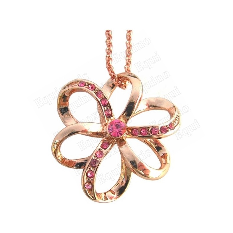 Crystal pendant – Flower – Rose – Pink-gold finish