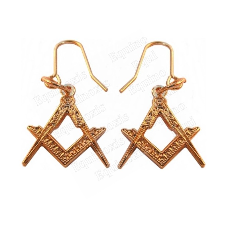 Masonic earrings – Square-and-compass – Gold finish