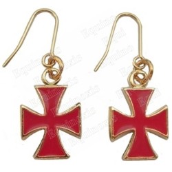 Templar earrings – Templar cross with red enamel