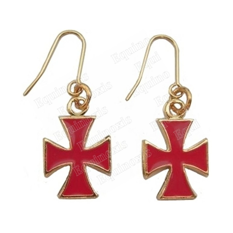 Templar earrings – Templar cross with red enamel