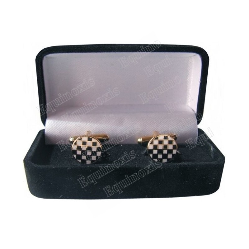 Masonic cuff-links with box – Chequered Floor – Round