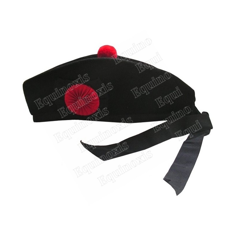 Masonic hat – Black glengarry with red rosette – Size 62