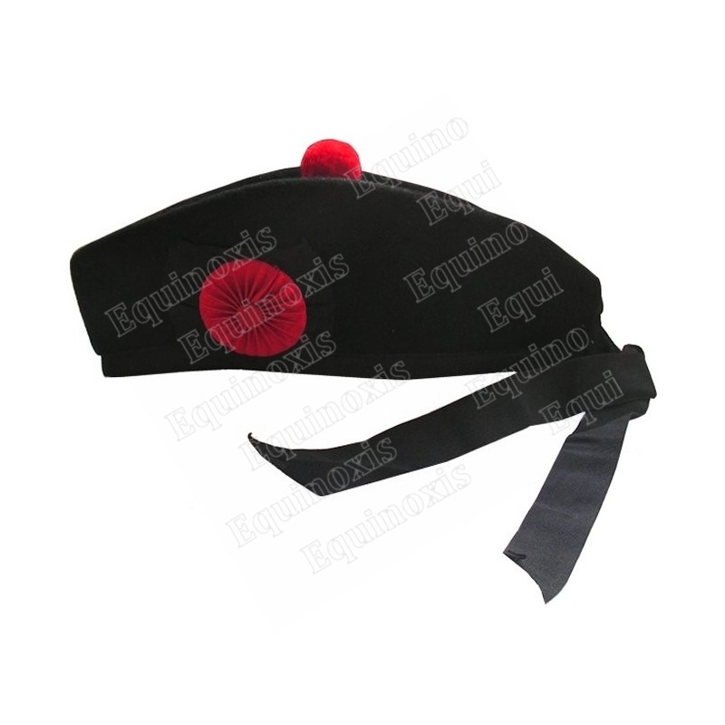 Masonic hat – Black glengarry with red rosette – Size 60