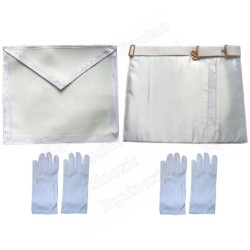 Entered Apprentice set – Fake-leather Masonic apron + 2 pairs of white gloves