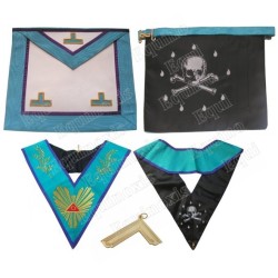 Worshipful Master package – Memphis-Misraim – Fake-leather Masonic apron + machine-embroidered 108-leaf collar + jewel