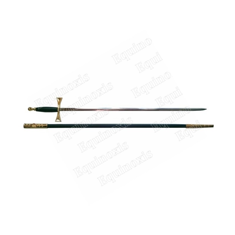 Masonic sword – Lightweight sword with black and gilt handle – With scabbard