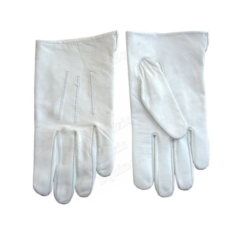 Masonic leather gloves – White – Size 8