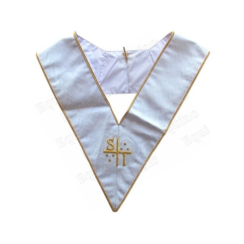 Martinist collar – Supérieur Inconnu (SI) – White – Hand embroidery