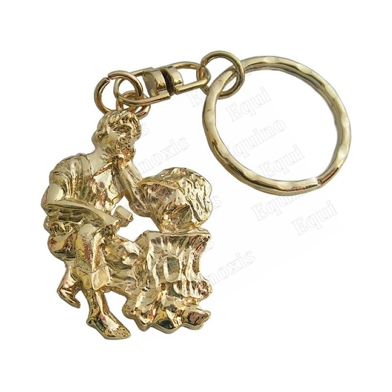 Masonic keyring – Entered Apprentice carving his stone – Antique gold
