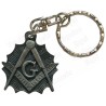 Masonic keyring – Flaming square-and-compass – Antique silver