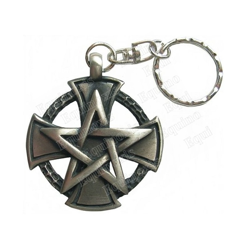 Templar keyring – Templar cross with pentagramme