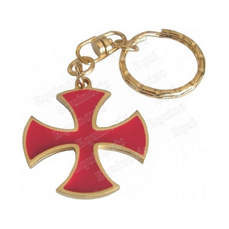 Templar keyring – Templar cross w/ red enamel on both sides