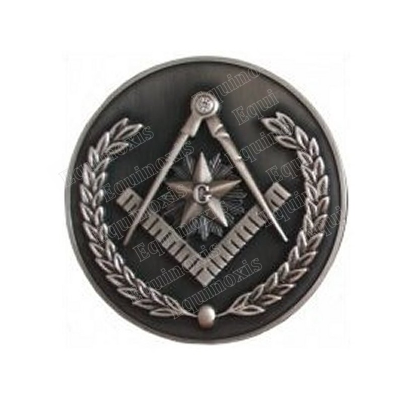 Masonic paperweight – Square-and-compass + G – Antique silver