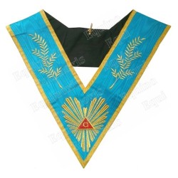 Masonic collar – Memphis-Misraim – Worshipful Past Master – Acacia 108 leaves – Machine embroidery