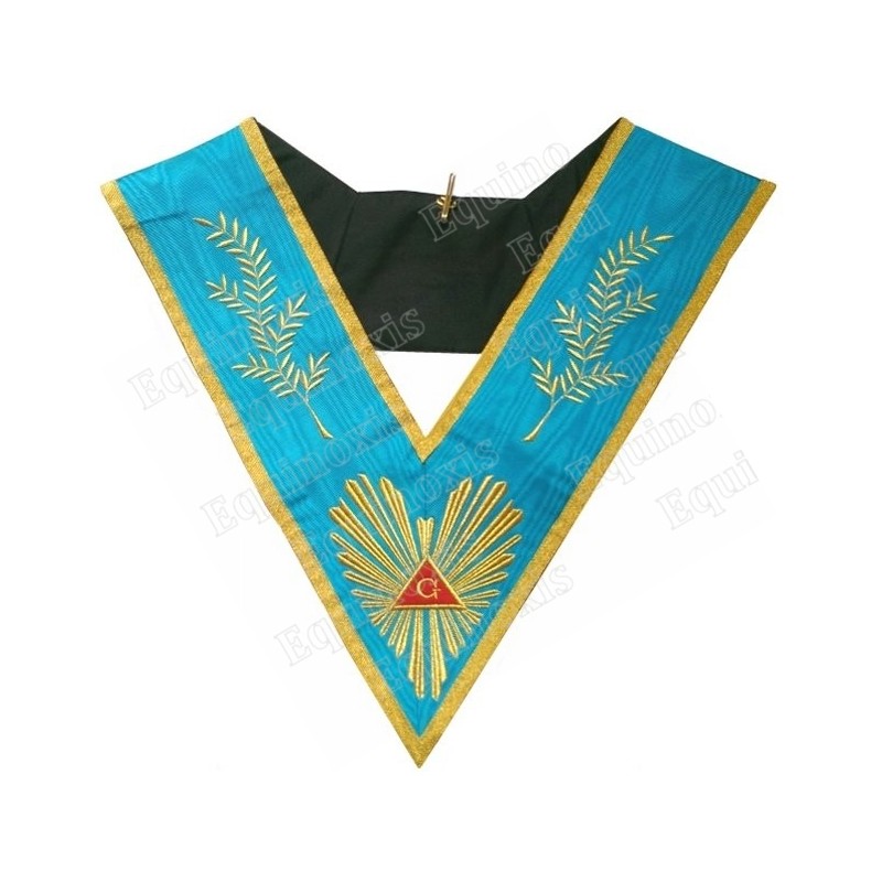 Masonic Officer's collar – Memphis-Misraim – Worshipful Past Master – Acacia 108 leaves – Machine embroidery