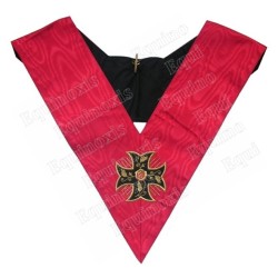 Masonic collar – Scottish Rite (AASR) – 18th degree – Knight Rose Croix –  Patted cross – Machine embroidery