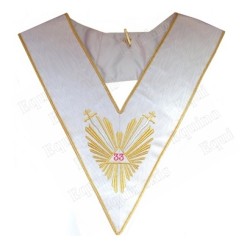 Masonic collar – Scottish Rite (AASR) – 33rd degree – Great glory + flaming daggers – Machine embroidery