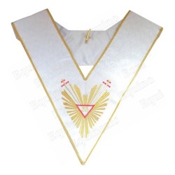 Masonic collar – Scottish Rite (AASR) – 33rd degree – Grand glory + flaming daggers with red handle – Machine embroidery