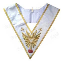Masonic collar – Scottish Rite (ASSR) – 33rd degree – Grande Glory and red rose – Hand embroidery
