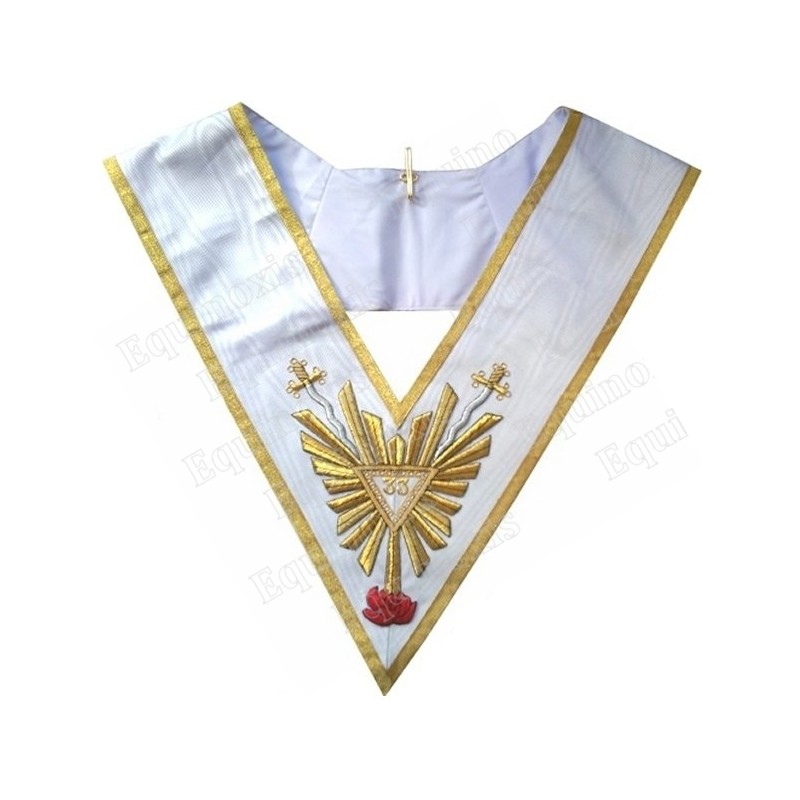 Masonic collar – ASSR – 33rd degree – Grande Glory and red rose – Hand-embroidered
