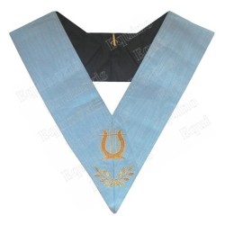 Masonic collar – Traditional French Rite – Colonne d'Harmony – Mourning back – Machine embroidery