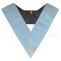 Masonic collar – Traditional French Rite – Tyler – Mourning back – Machine embroidery