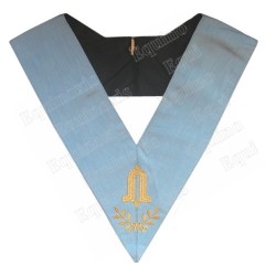 Masonic collar – Traditional French Rite – Junior Warden – Mourning back – Machine embroidery