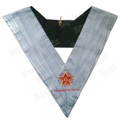 Masonic collar – French Traditional Rite – Worshipful Master with title – Mourning back – Machine embroidery